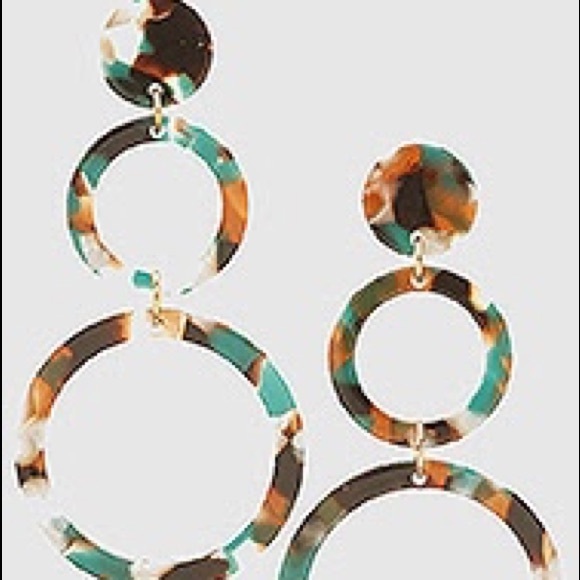 Tortoise Acetate Round Drop Earrings - Picture 1 of 6